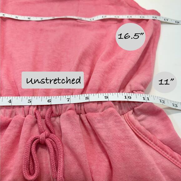 Pink Keyhole Back Sleeveless Romper S Pockets Relaxed Beachy Soft Girl Travel - Picture 9 of 13